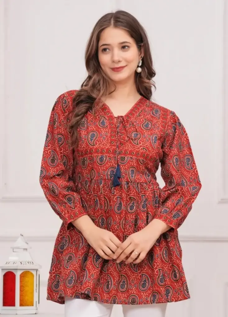 Women Floral Print Royan Flared Kurta ( Pink, Black, Red, Mroon, Baby Pink )