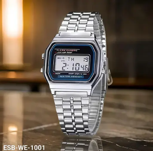 Luxurious Silver Digital Wrist Watch - Stylish LED Watch for Men, Boys & Girls